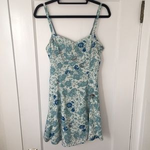 Free People Blue Floral Dress with Twist Back